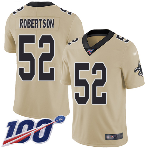 Men New Orleans Saints Limited Gold Craig Robertson Jersey NFL Football 52 100th Season Inverted Legend Jersey